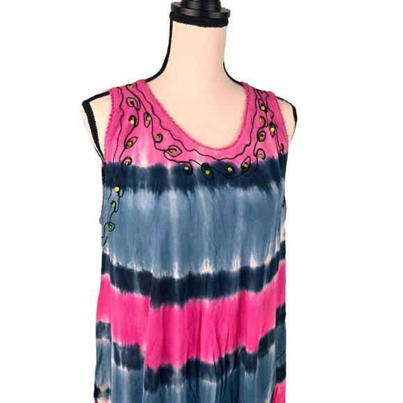 True rock tie dye Free size rayon dress - Picture 2 of 8